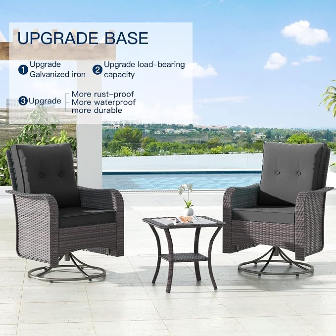Kullavik 11 Pieces Outdoor Patio Furniture Set, PE Wicker Rattan Sectional Sofa - Image 4