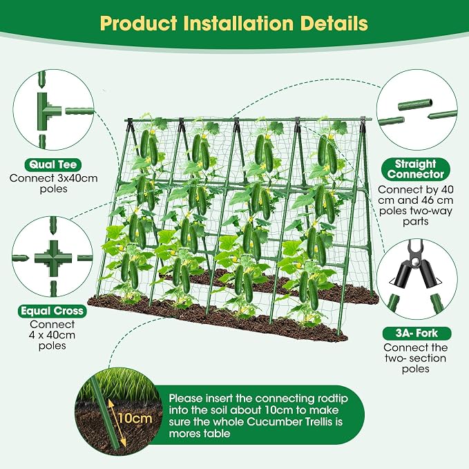 71" x 51" Cucumber Trellis for Raised Bed, A-Frame Garden Trellis for Climbing - Image 2