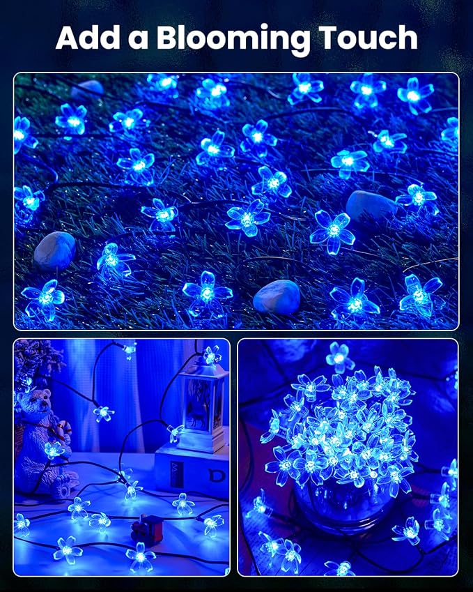 Brightown 2 Pack Total 52FT 120 LED Solar Flower String Lights - Image 7