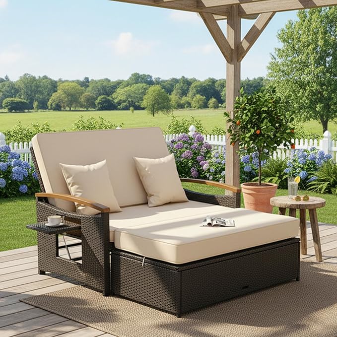 Tangkula Patio Rattan Daybed - Image 2