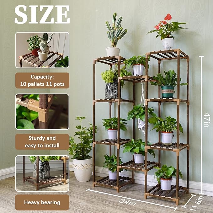 Uneedem Plant Stand Indoor Outdoor, Tall Plant Shelf - Image 3