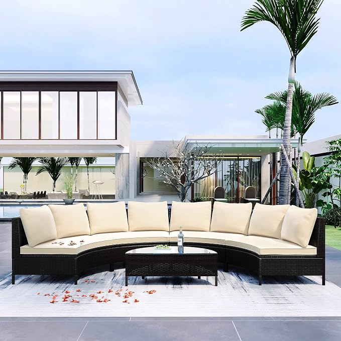 Merax 5-Piece Outdoor Sectional Sofa Set, All-Weather PE Wicker Patio Furniture - Image 7