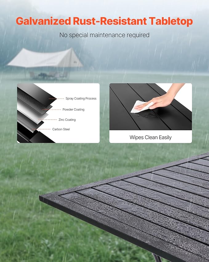 VEVOR Outdoor Patio Dining Table, 37 inch Square Metal Steel Slat Backyard - Image 4