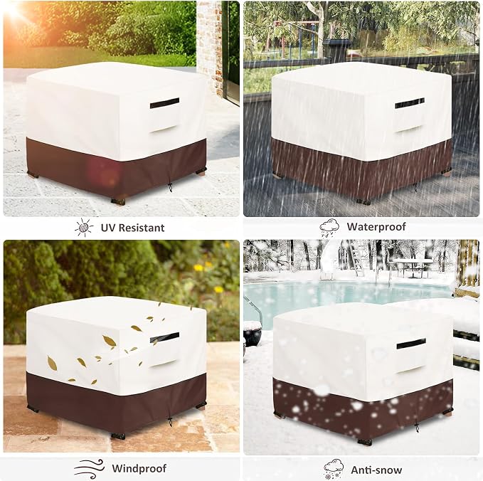 Patio Ottoman Cover, 25W x 25D x 18H inch, Waterproof Square Patio Small Side - Image 5