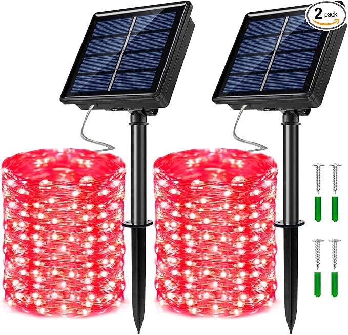 2 Pack Solar Powered Fairy String Lights Outdoor Waterproof 8 Modes Twinkle by JosMega