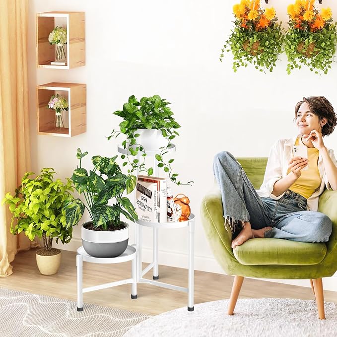 3 Tier Metal Corner Plant Stand Indoor Outdoor, Heightened widened 30 in Tall - Image 9