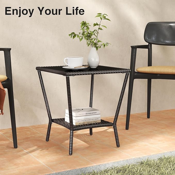 Kinfant Rattan Patio Side Table - Image 7
