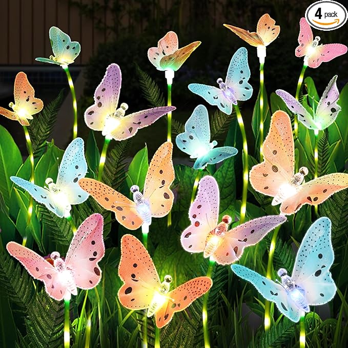 Solar Garden Lights 4 Pack Waterproof Decorative Solar Lights Outdoor by Weepong