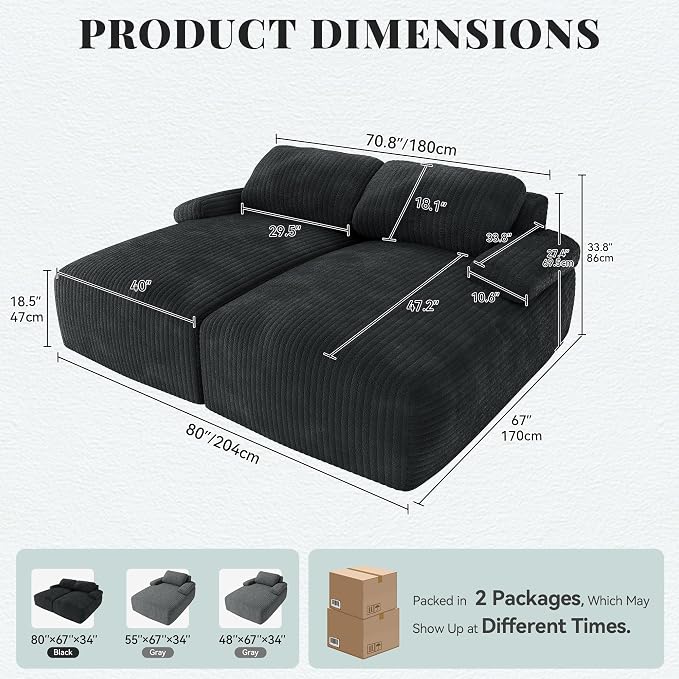 YITAHOME 80" Oversized Double Chaise Lounge, Upholstered Cloud Sofa - Image 2