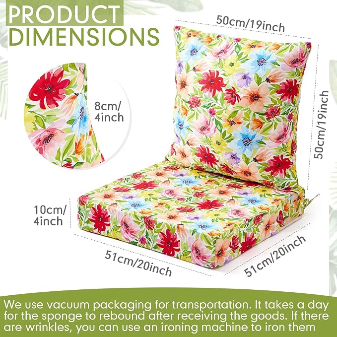 Hoteam 4 Set Outdoor Chair Patio Cushions 20 x 20 Inch Deep Seat Waterproof - Image 2