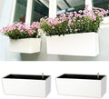 LaLaGreen Wall Planter for Outdoor White Self Watering Rectangular Window Boxes by L%C3%A1L%C3%A1Green