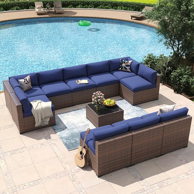 Aoxun 11 Piece Patio Furniture Set Wicker Rattan Patio Conversation Set Outdoor - Image 6