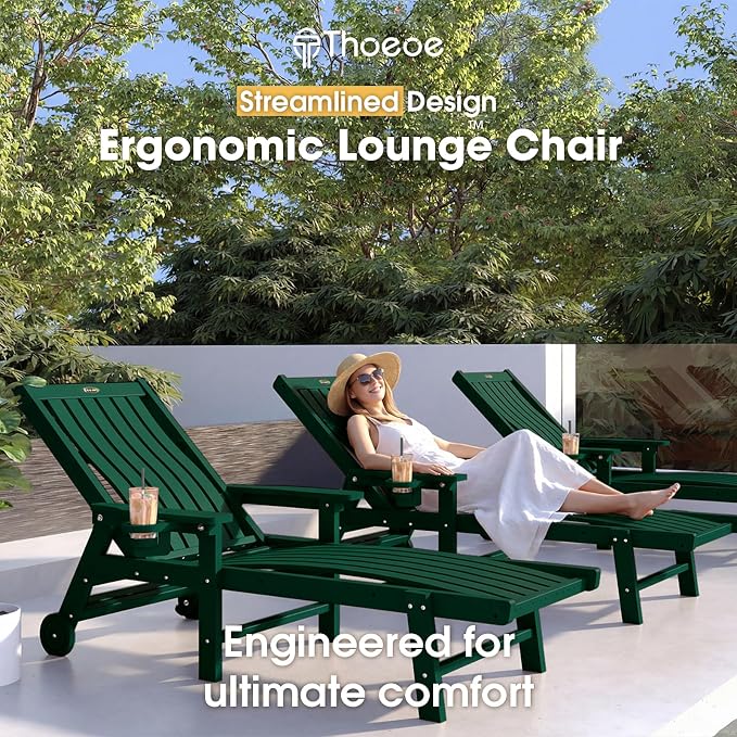 Patio Chaise Lounge Chair Set of 4, Oversized Lounge Chair Outdoor - Image 3