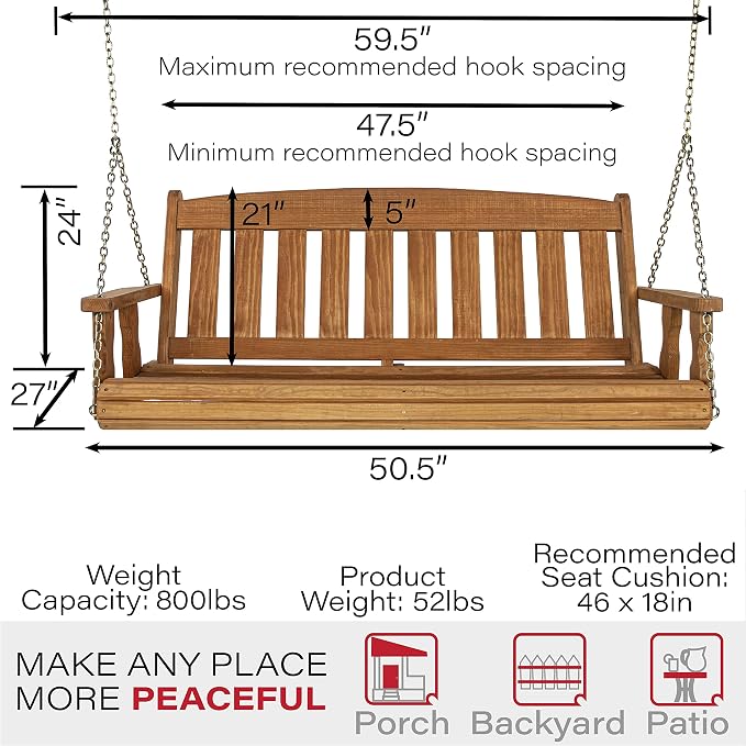 Amish Heavy Duty 800 Lb Mission Treated Porch Swing - Image 3