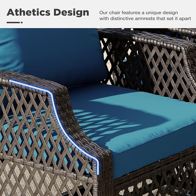 HOMREST 7 Piece Patio Furniture Set, Wicker Outdoor Conversation Sofa Set - Image 7