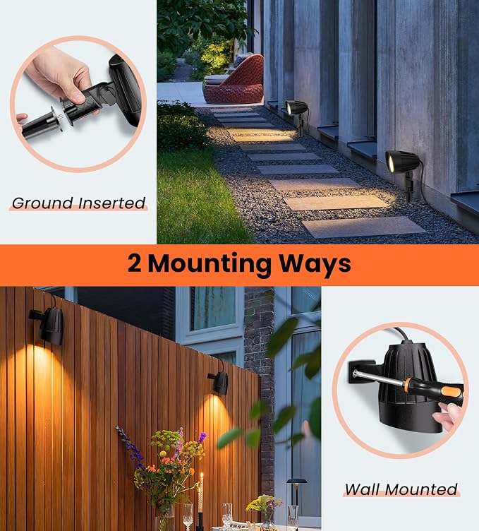 MEIKEE 12W Landscape Lighting, 120V 2700K Warm White LED Garden Lights - Image 7