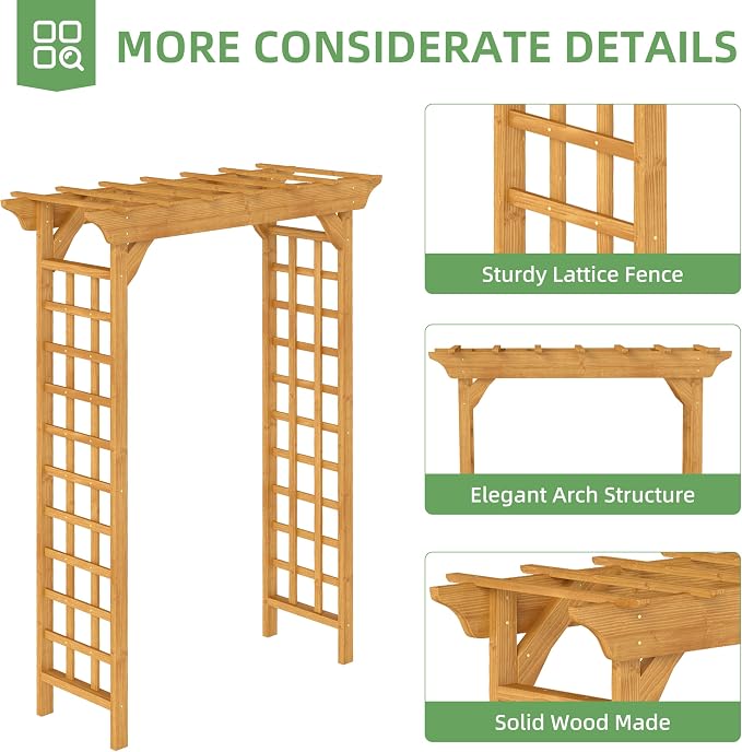 Wood Garden Arbor – Outdoor Wooden Arch Pergola - Image 6