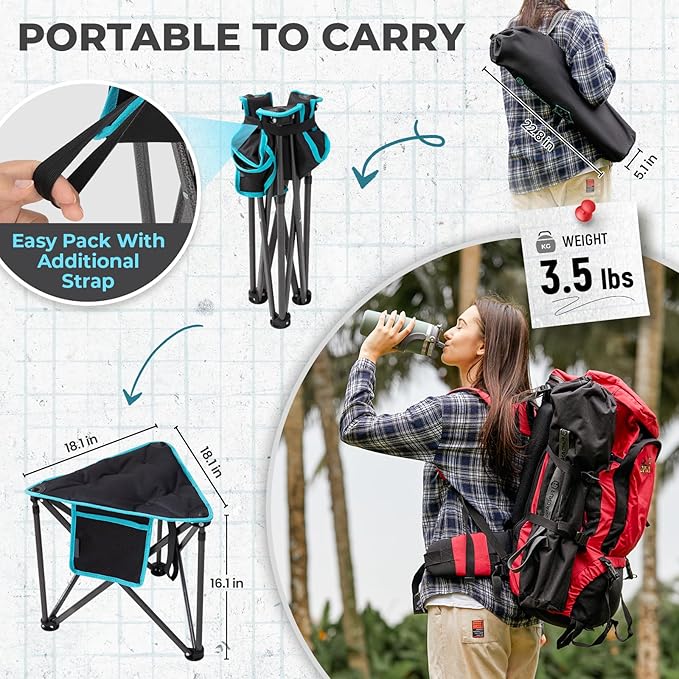 FUNDANGO Folding Tripod Stool, 2 Pack Lightweight Portable Fishing Chair - Image 2