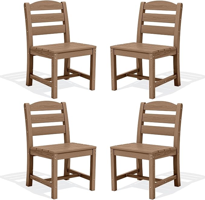 SERWALL Outdoor Dining Chairs Set of 4, All-Weather HDPE Patio Chair by SERWALL