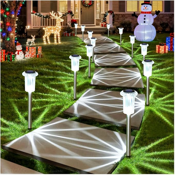 DenicMic Solar Lights Outdoor 15 Pack Waterproof 6000K Cold White LED Stainless - Image 9