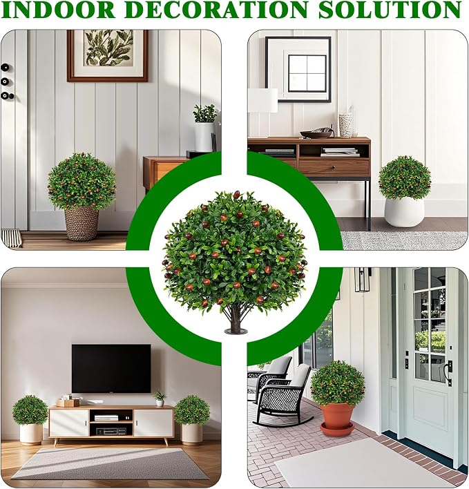 2 Pack Artificial Olive Topiary Tree, Artificial Shrub Bushes - Image 6