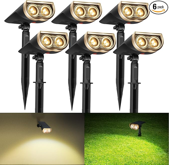 Consciot Christmas Solar Spot Lights Outdoor, IP67 Waterproof 2-in-1 Solar by Consciot