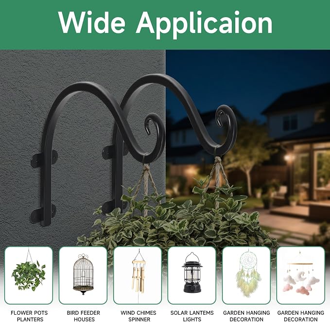 4 Pack 12Inch Plant Hanger, Sturdy Hanging Plant Bracket Hooks Outdoor - Image 8