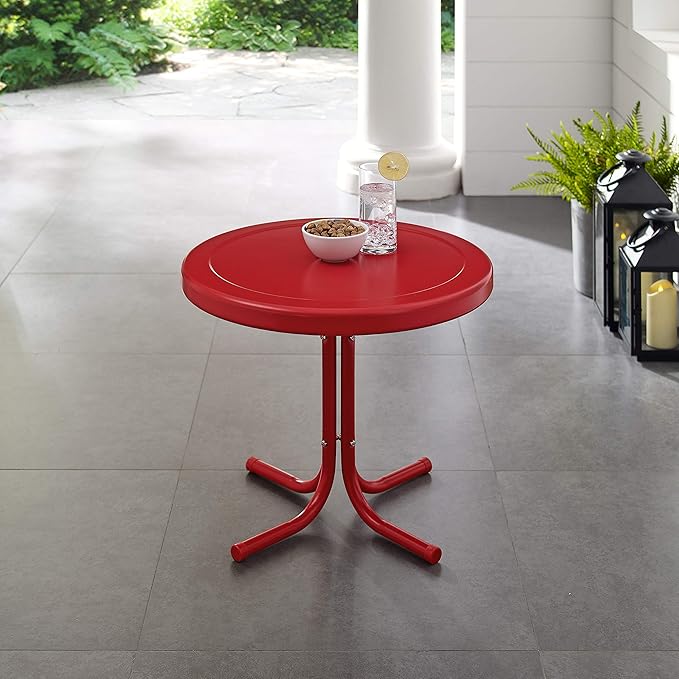 Crosley Furniture Griffith Weather Resistant Retro Metal Outdoor Side Table - Image 7
