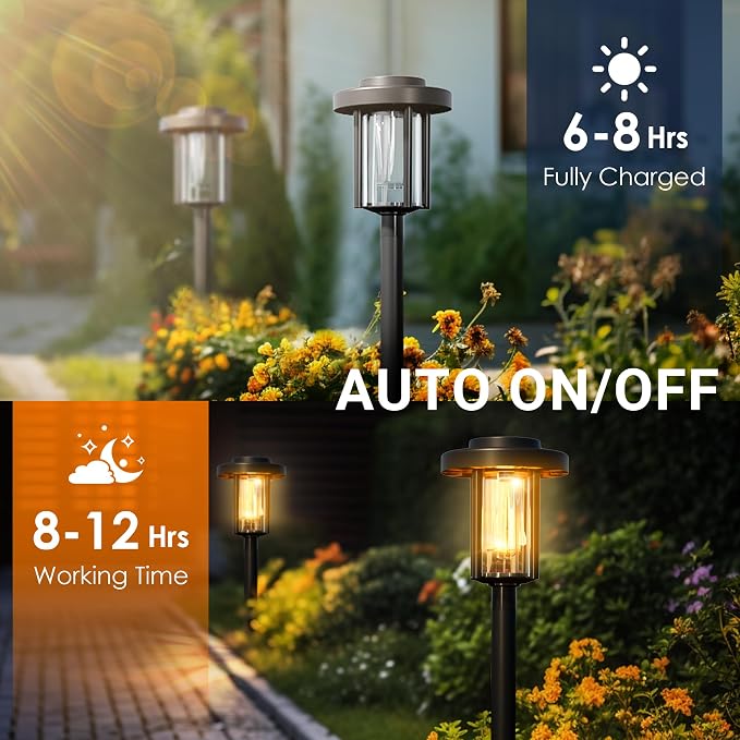GIGALUMI Solar Pathway Lights, 3 Pack Garden Solar Outdoor Lights, IP65 - Image 7