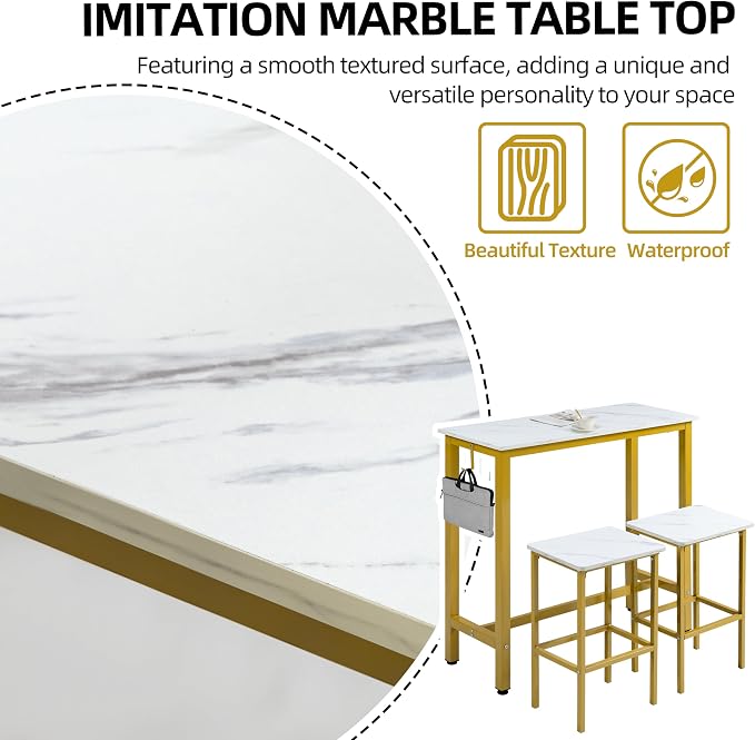 Finnhomy Bar Table Set, 39.3" Pub Table High Top Table, Rectangular Bar Height - Image 7