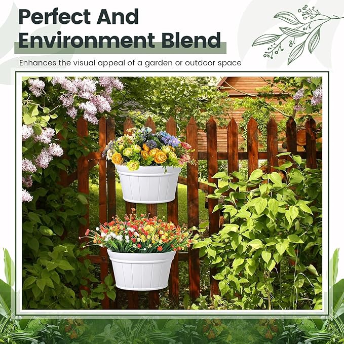 Layhit 6 Pcs Wall Hanging Planters Outdoor Pot Planter Wine Barrel Planter - Image 6