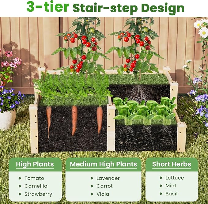 Giantex Raised Garden Bed, Wood Planter Box - Image 4
