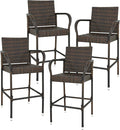 Nova Microdermabrasion Set of 4 Wicker Barstools Indoor Outdoor Patio Furniture by NovaMicrodermabrasion