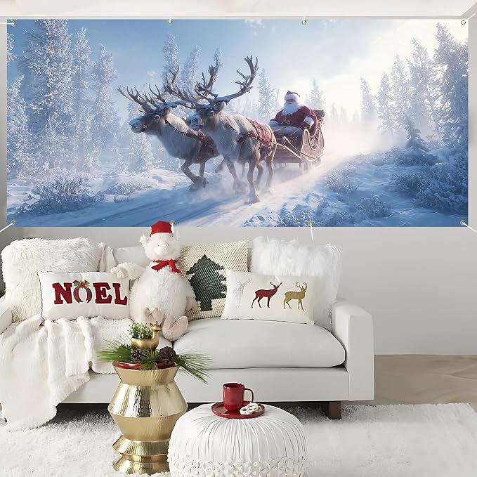 ANNA QUEEN Santa Sleigh Ride Christmas Garage Door Banner 6 x 13FT, Magical - Image 6