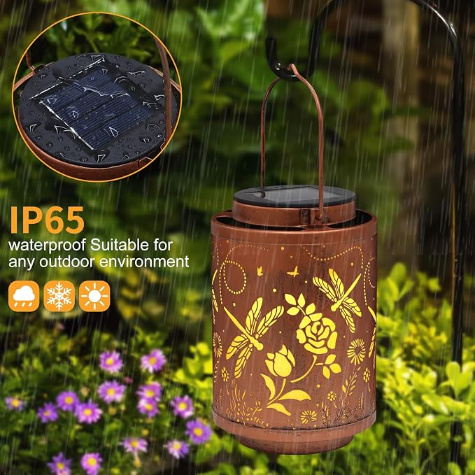 Solar Outdoor Lanterns, Dragonfly Garden Decor LED Light Hanging Waterproof - Image 4