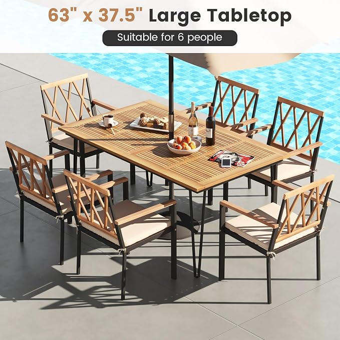 Tangkula 63" Large Patio Dining Table - Image 4