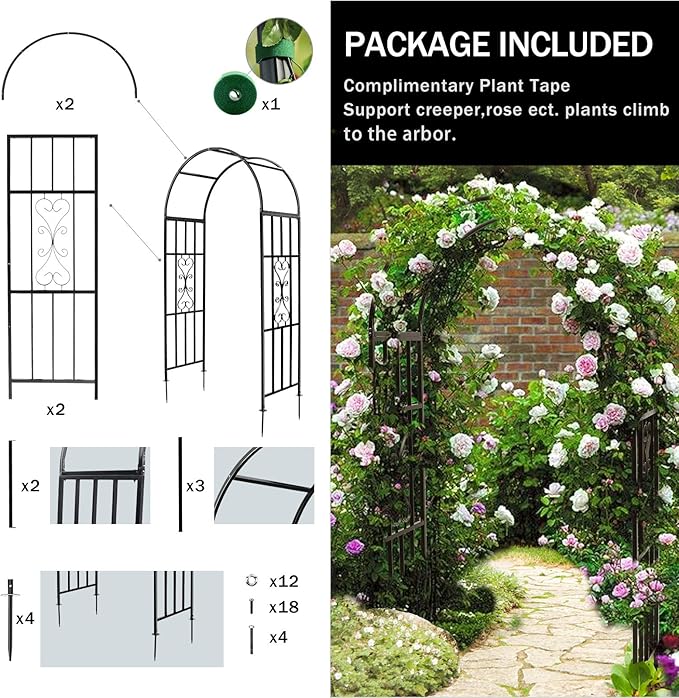 Arbors, Curved Metal Endurable Iron Trellis Plants Stand Use - Image 7