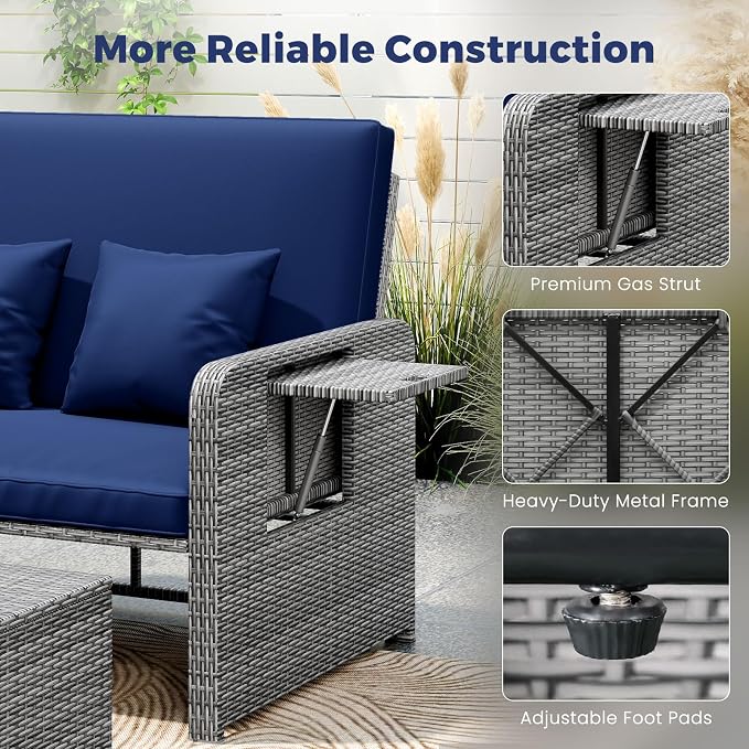 HAPPYGRILL Patio Rattan Wicker Daybed - Image 8
