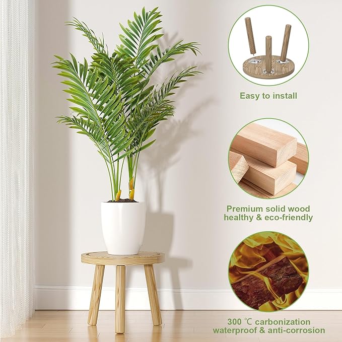 3-Pack Wood Plant Stands Indoor, Single Plant Stand - Image 4