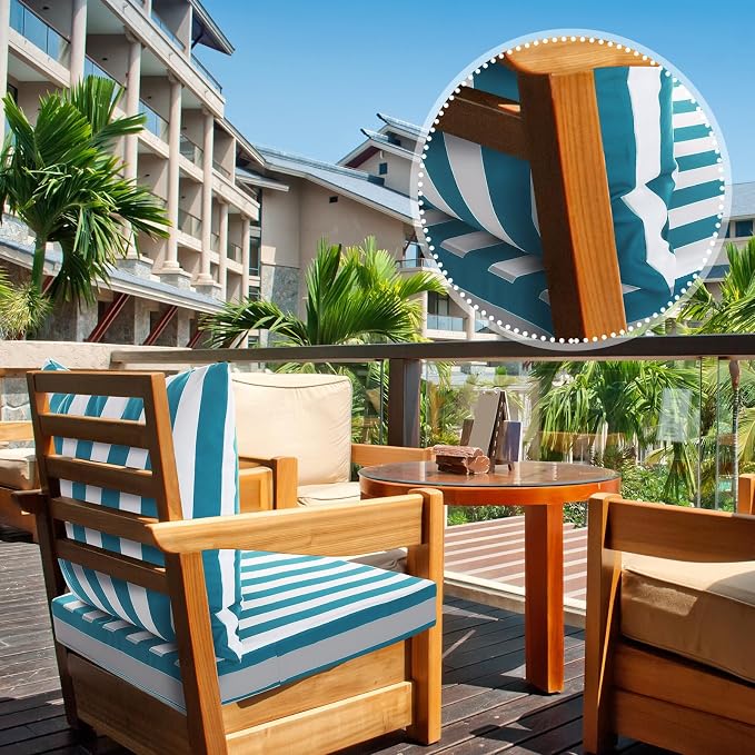 Hoteam 6 Set Outdoor Chair Cushions 20 x 20 Inch Patio Cushions Deep Seat - Image 6