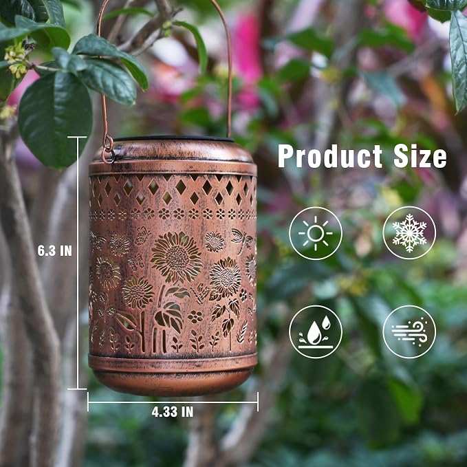 Solar Outdoor Lanterns, Sunflower GardenDecor LED Light Hanging Waterproof - Image 7