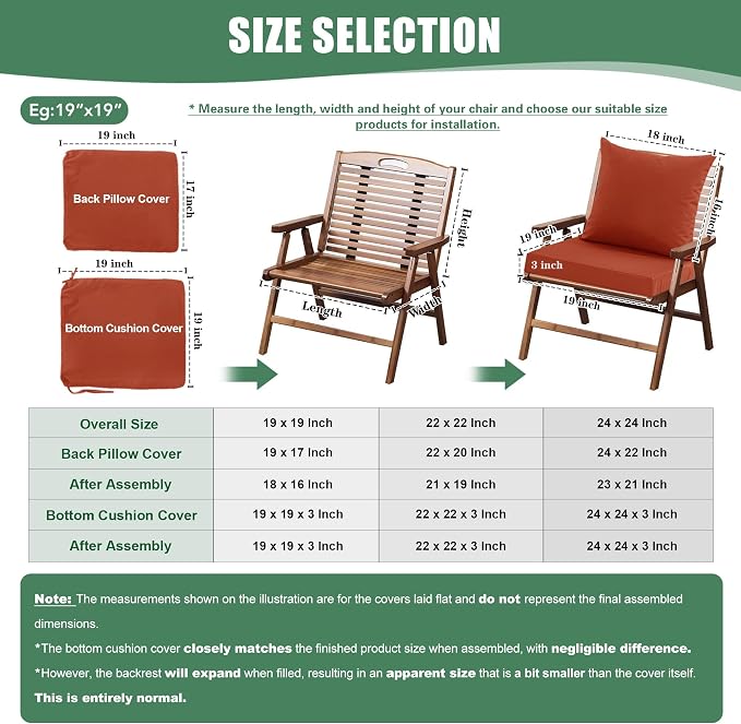 Waterproof Patio Cushions for Outdoor Furniture, Fade Resistant Back Pillow and - Image 3