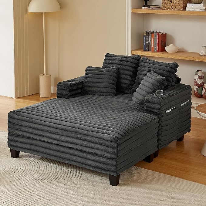 64" Chaise Lounge Chair Indoor, Oversized Sleeper Chair by Amsleekey