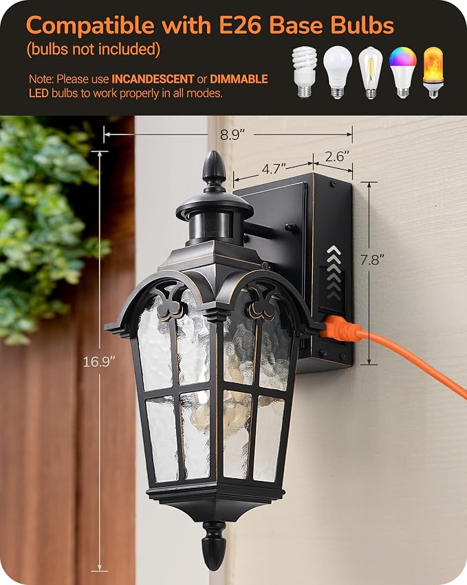 EDISHINE Motion Sensor Outdoor Lights, Porch Light - Image 7