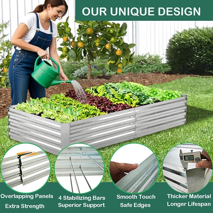 Galvanized Raised Garden Beds for Vegetables Large Metal Planter Box Steel Kit - Image 5