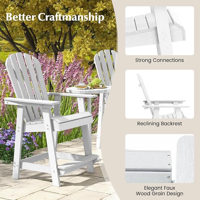 Tangkula Outdoor Bar Stool, HDPE Tall Adirondack Chair - Image 7