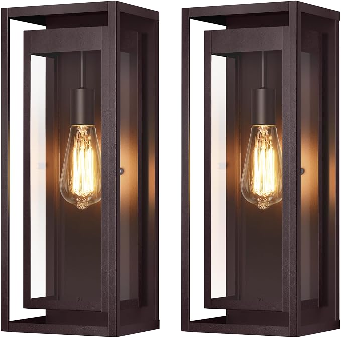 19" Bronze Outdoor Light Fixture, 2 Pack Large Size Outdoor Sconce Lights by Slypadan
