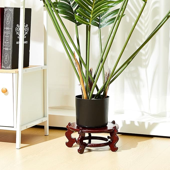 Geetery 2 Pcs 4 to 12 in Wooden Plant Stands Indoor Chinese Oriental Plant Stand - Image 4
