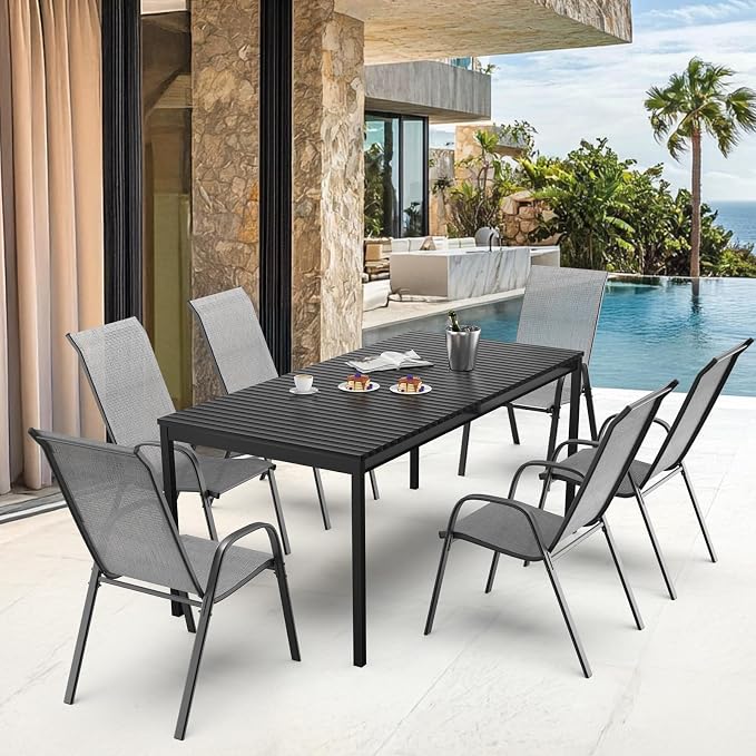 VINGLI Set of 2 Stackable Outdoor Bar Stools – Sling Chairs - Image 9