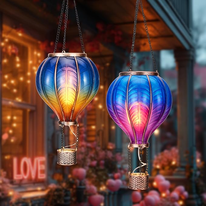 TERESA'S COLLECTIONS 2 Pack Hanging Solar Lantern Outdoor Garden Decor - Image 2